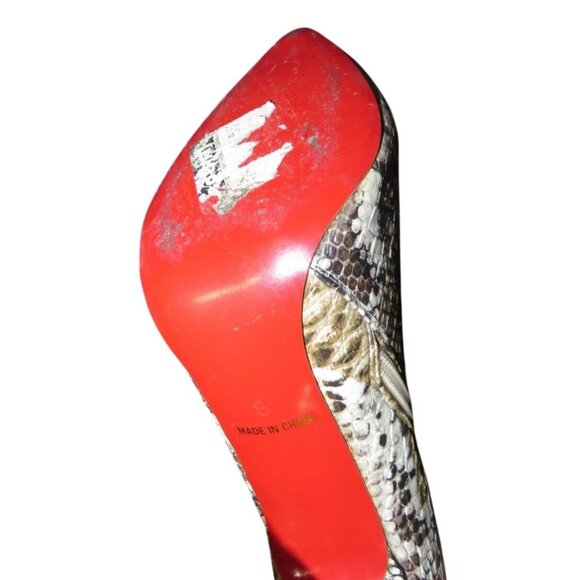 Python Embossed Faux Vegan Leather Stiletto Booties Boots Unbranded fur inside 8 - Picture 10 of 11